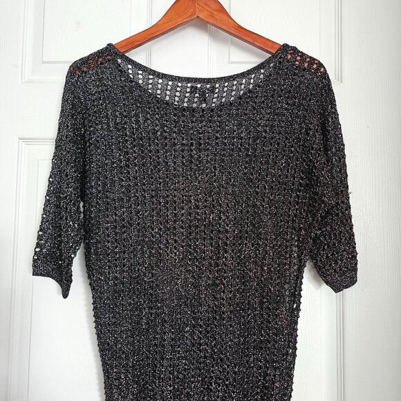 Express sweater, dolman open-knit, Metallic Black - Picture 1 of 3